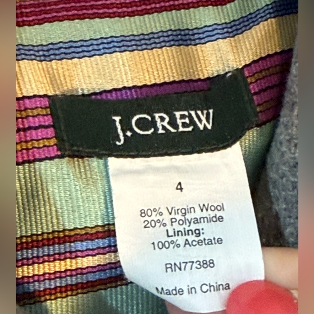 J Crew Women Gray Wool Blend Peacoat Belted Pockets Size 4 EUC - Picture 7 of 11